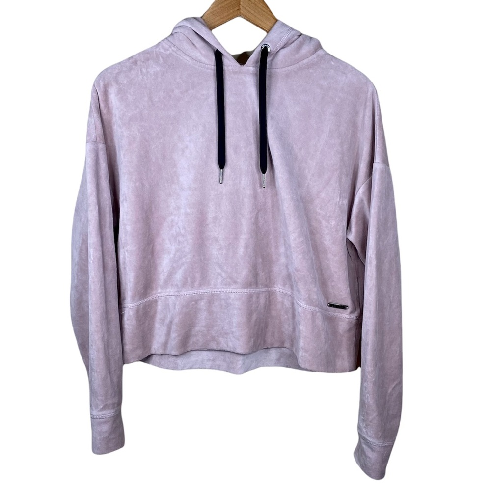 Calvin Klein Blush Pink Cropped Hoodie Womens Size Small